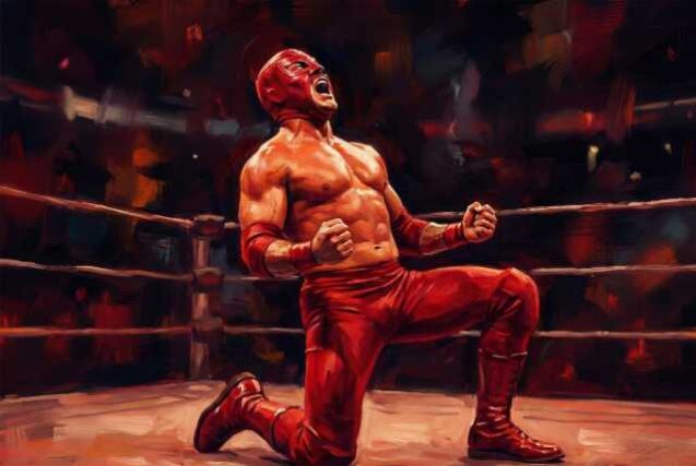 A-masked-wrestler-roars