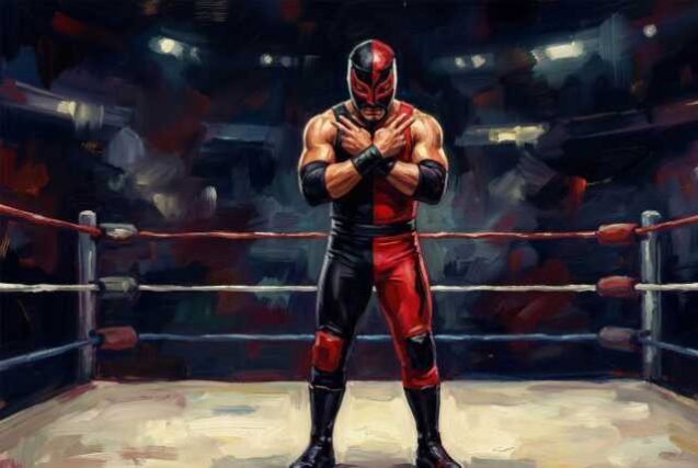 A-masked-wrestler-showing-off-his-arms