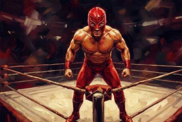 Wrestler-showing-off-on-the-ropes